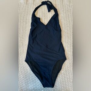 NWT J. Crew Navy One-Piece Swimsuit Unlined Top Long Torso Sz 6